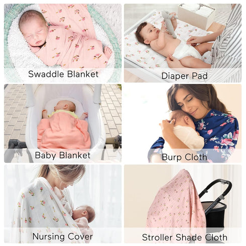 Momcozy 4-Pack 47"x47", Muslin Swaddle Blankets, Breathable and Skin-Friendly Receiving Blankets, Best Wishes Swaddle