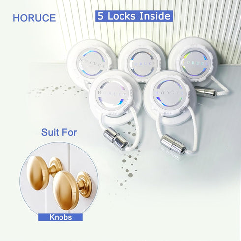 horuce 5 Pack Reusable Cabinet Locks Baby Proofing For Knobs, Length Adjustable Child Safety Locks, Easy to Use Safety