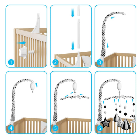 35 3 FEISIKE Baby Crib Mobile, Crib Toys Hanging with Lullabies, Modes Digital Musical BoxTurn Only, Music Only, Turn