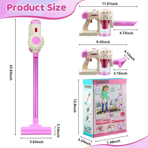 3 1 3 Toddler Vacuum Cleaner, in Kids Vacuum Toy with Weak Suction, Role Play Housekeeping STEM Educational Toy