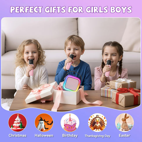 CscyyAmz 3 4 5 6 7 8 9 10 11+ Upgraded Mini Karaoke Machine with Wireless Microphones for Kids Girls Boys - Karaoke