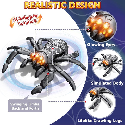 3-5 5-7 8-13, Infowush Wall Climbing Spider, Rechargeable Remote Control Spider Kids Toys, Floor/Wall Crawling Robot