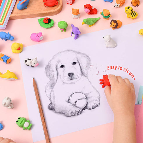 Kaemi 64Pcs Animal Erasers for Kids, 3D Puzzle Erasers, Bulk Pets Toys for Party Favors and Games
