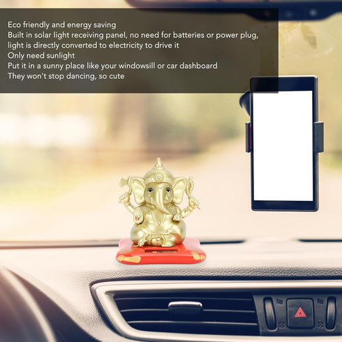 Solar Swinging Elephant Toy, Solar Automatic Bobble Head Toy, Lucky Decoration for Dashboard