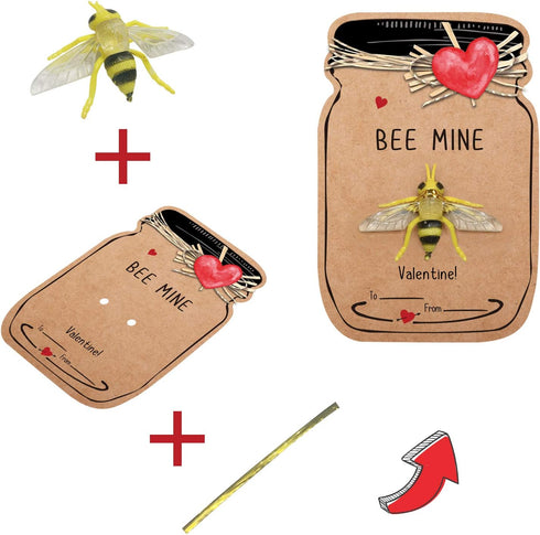 Valentines Day Gifts for Kids - 30 Pack Love Bug Card Bulk, Funny Greeting Valentine Exchange Cards for School