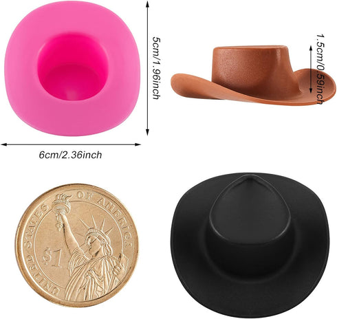 20 Pieces Plastic Mini Western Cowboy Cowgirl Hat Miniature Cute Doll Hat Party Dress Hat for Dollhouse Decoration (Pink, White, Brown, Black,Cute Style)