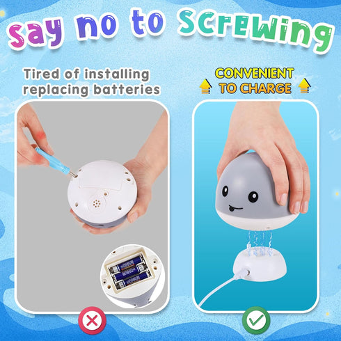 2024 Upgraded Baby Whale Bath Toy with Charging Dock, Bath Toys for Toddlers 1-3 Light Up Bath Fountain Toy 6-12-18 Months, IPX8 Waterproof Bathtub Toys Sprinkler for Toddlers Babies 1 2 3 4 Gifts