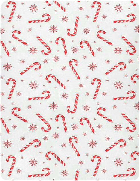 Pfrewn Christmas Crib Sheets for Boys Girls Red Candy Cane Snowflakes Fitted