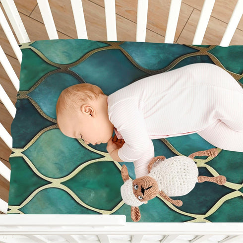Haskirky 27 39 inches Green Gold Scales Baby Crib Sheets for Boys Girls Soft Breathable Elasticity Fitted Unisex Crib