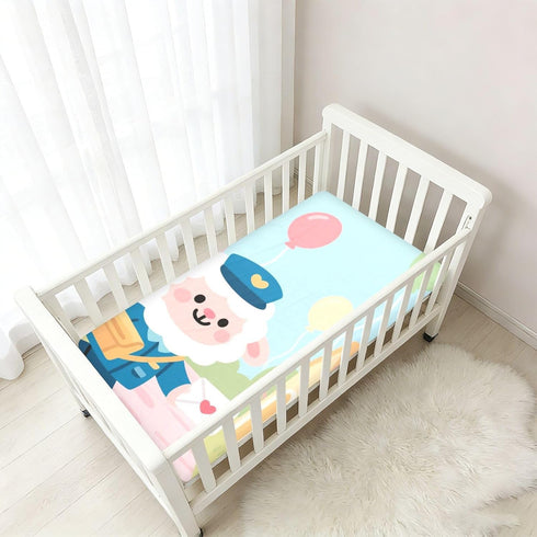 siphylline 1 Pack Letter Carrier Sheep Cartoon Cute Blue Baby Crib Sheets Cotton Baby Playard Sheet Ultra Soft Toddler