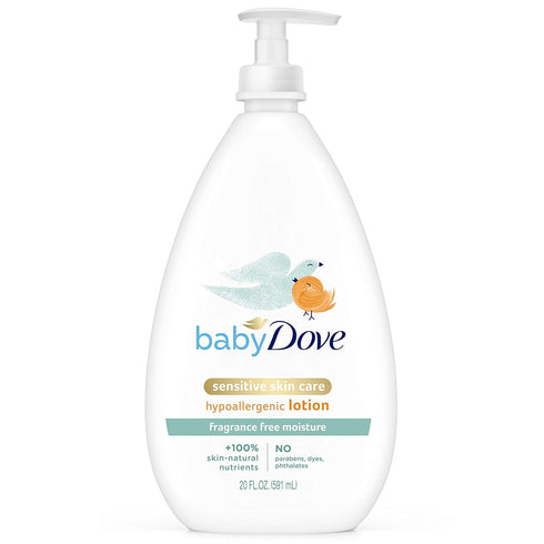 Baby Dove Face and Body Lotion, 20 oz, Moisture Fragrance-Free for Sensitive Skin