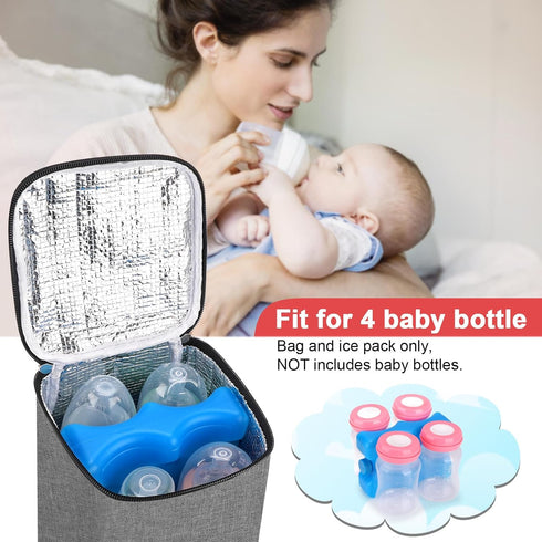 Accmor Pack, 4 8oz Breastmilk Cooler Bag with Ice Baby Bottle Cooler Bags, Insulated Tote Bags On The Go, Fits Large