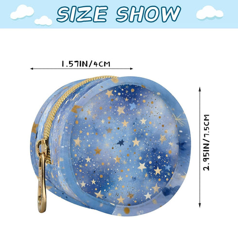 Pacifier Holder with Clip Pacifier Case for Diaper Bag Round Baby Pacifier Pouch Box Bag Portable Blue Romantic Golden