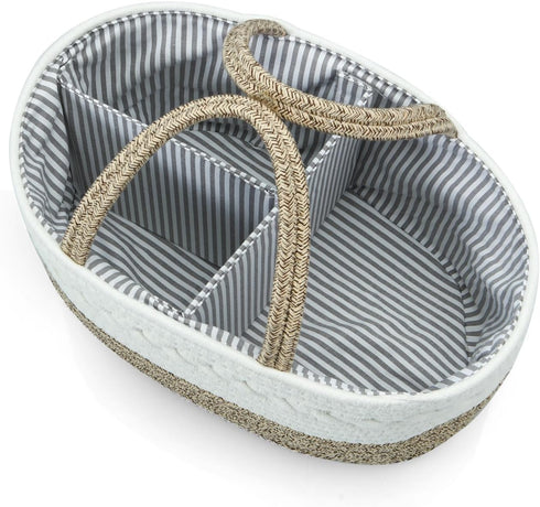 PandaEar Portable Baby Diaper Caddy Organizer, Cotton Rope Diaper Caddy for Newborn Infants - Brown