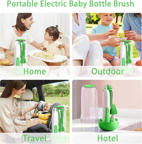 Set Electric Baby Bottle Brush, Rechargable Electric Bottle Brush Cleaner for Travel, Portable Baby Bottle Cleaner
