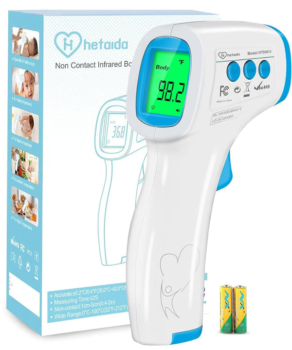 Digital Thermometer for Adults and Kids - No Touch Forehead Thermometer for Baby, 2 in 1 Infrared with Fever Alarm