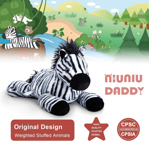 20" 3.3 Niuniu Daddy | Pound Zebra Weighted Stuffed Animals for Kids Adults, Soft Zebra Weighted Beads for Stuffed
