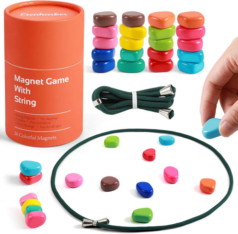 ESENHARBER Magnet Game with String, 20 Colorful Magnet Stones for Family and