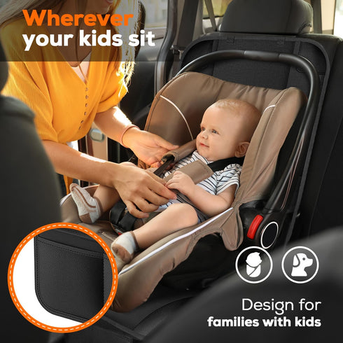 Seat,600D 2 VLM Car Seat Protector for Child Baby Car Waterproof Car Seat Cover with Thick Padding, Non-Slip Backing