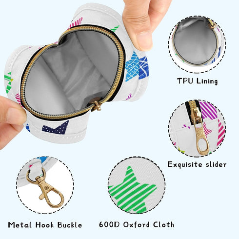 Star Round Pacifier Storage Case with Zipper, Portable Pacifier Case for Travel, Diaper Bag & Purse, Pacifier Container