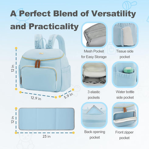 Backpack Backpack Compact Diaper Bag Lightweight & Waterproof Baby Bag for Moms & Dads, Includes Changing Pad