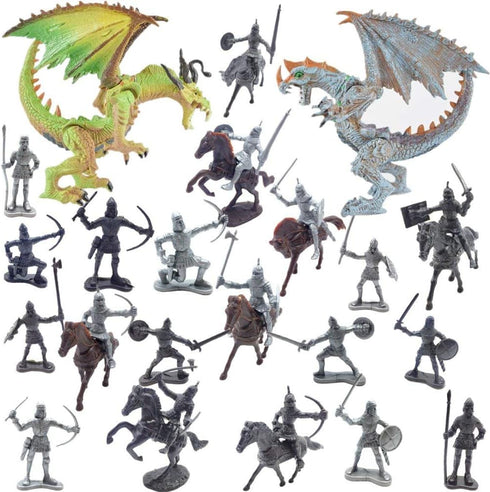 Dragon Knight Action Figure Horse with Lance, Fantasy World Ancient Soldiers Warriors Army Cavalry Toys