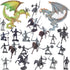 Dragon Knight Action Figure Horse with Lance, Fantasy World Ancient Soldiers Warriors Army Cavalry Toys