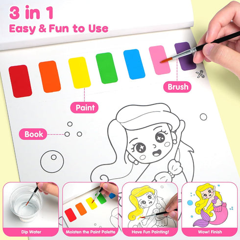 2 Pack Set 3 4 5 6 7 8 Paint with Water Coloring Books for Kids: Watercolor Painting Books for Ages Toddler Girl Boys