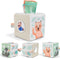 Fun Baby Tissue Box with Mirror, Soft Montessori Toy with Crinkle Paper & Fabric Tissues for Newborns 6-12+ Months