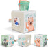 Fun Baby Tissue Box with Mirror, Soft Montessori Toy with Crinkle Paper & Fabric Tissues for Newborns 6-12+ Months