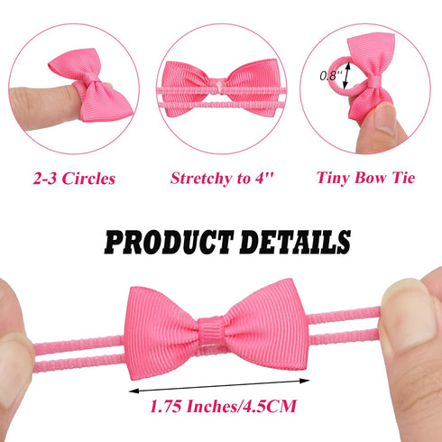 80PCS Tiny Hair Ties with Bows, Baby Bows Rubber Bands for Infants Toddlers Baby Girls Hair Accessories