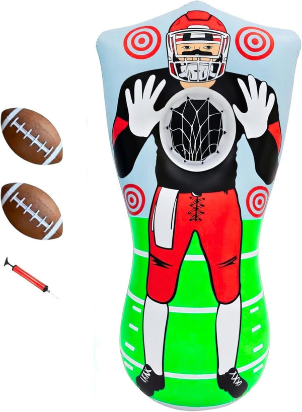 Preferred Toys 65 Inflatable Football Target Net Toss Game - Double-Sided Throwing