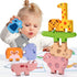 Montessori Toys for 2-4 Year Olds, 10pcs Wooden Animal Blocks Sorting & Stacking Educational Toys for Toddlers Gifts