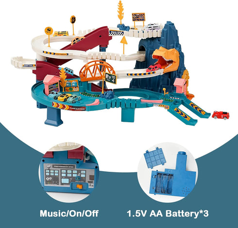 Set 12 3+(Dinosaur) Toy Car Ramp Track, Climbing Hills Railcar Colorful Vehicles Construction Play with Mini Racer Cars