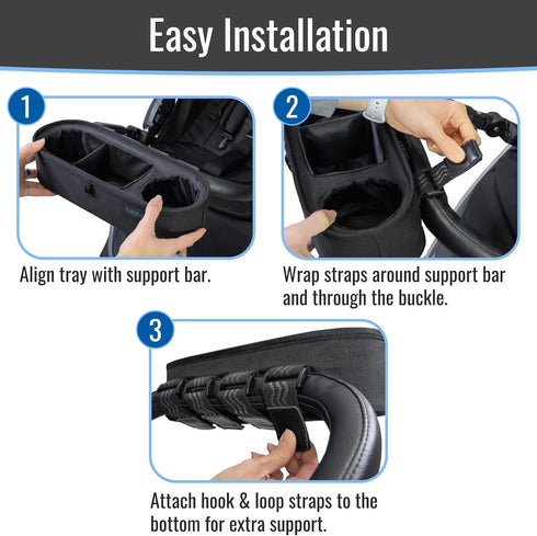 Habitat Universal Stroller Snack Tray with Insulated Cup Holder - Divided Compartment with Secure Non-Slip Straps |