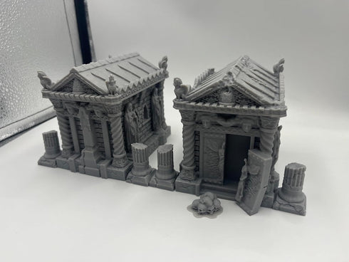 Hautico Church Houses and Ruins Scene - Architecture Terrain Scenery for 18-28mm Miniatures