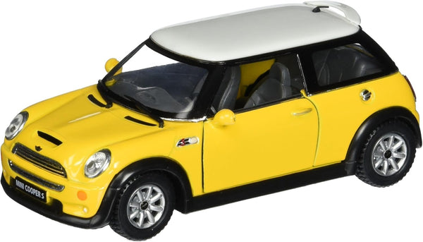 KiNSMART Mini Cooper S, 5inch 1:28 Scale Die Cast Metal Model Toy Cars, Yellow