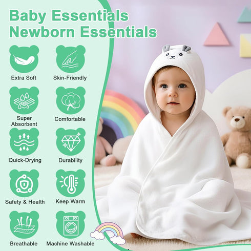 UAYNFY 14PCS Set, 4 (31.5x31.5) 10 Baby Bath Towels Includes Hooded Towels & Washcloths, Ultra Soft & Absorbent Coral