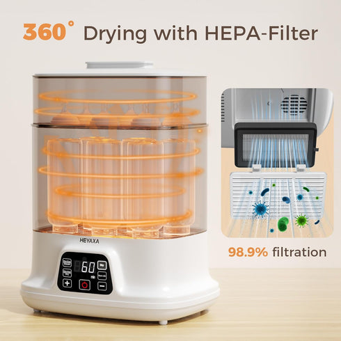 10 4 1 HEYAXA Baby Bottle Steri-lizer and Dryer, Bottles Large Capacity, in Electric Steamer and Dryer for All Bottles