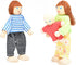 Wooden Doll House People Set of 7 Miniature Figures and 2 Pets, Dollhouse Dolls Family Accessories for Kids