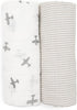 100% 2 Pack Set 2 Little Unicorn Certified Natural Organic Cotton Muslin Swaddle Blanket | Giftable of swaddles (Pewter