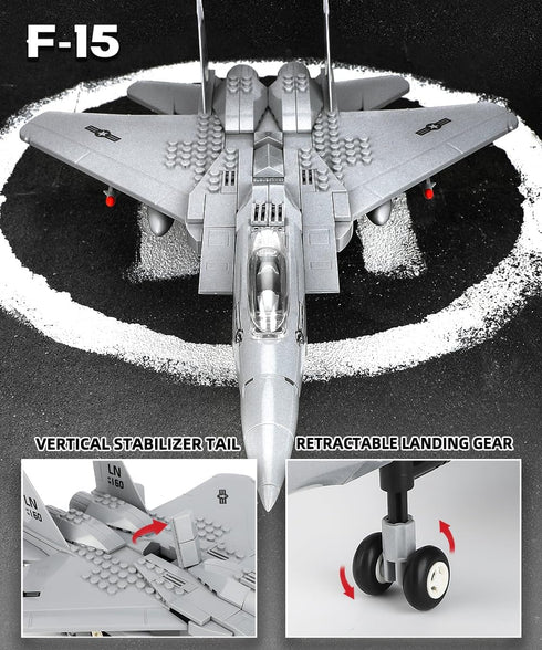 YYKNGYI F15 Set- (223 Fighter Military Army Airplane Building Compatible with Lego Planes and Jets, Gifts