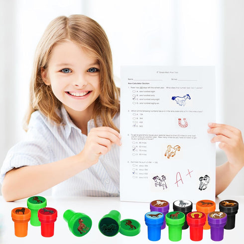 24 Pcs Horse Stampers for Boys Girls - Farmhouse Pony Party Supplies, Classroom Rewards, Birthday Party Gifts