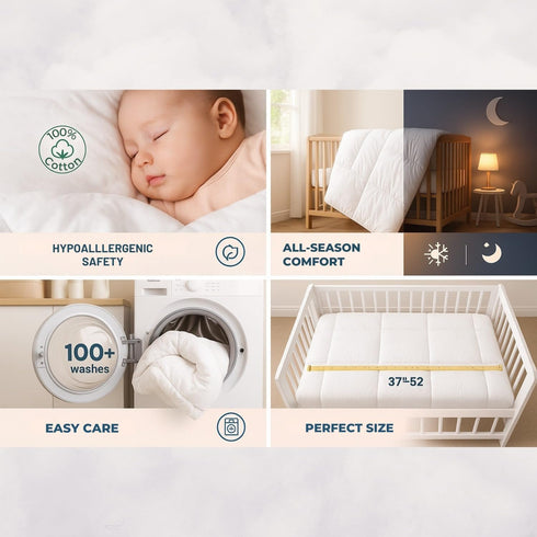 100% 200 Count (37 52) CIRCLESHOME Warm Crib Comforter - Soft, Comfortable, and Breatheable Cotton Comforter