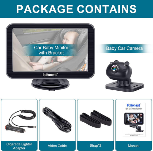DoHonest 7-Inch: Setup 360 1080P -V9 Baby Car Camera USB Plug and Play Easy Degree Rotating Backseat Camera Two Kids HD