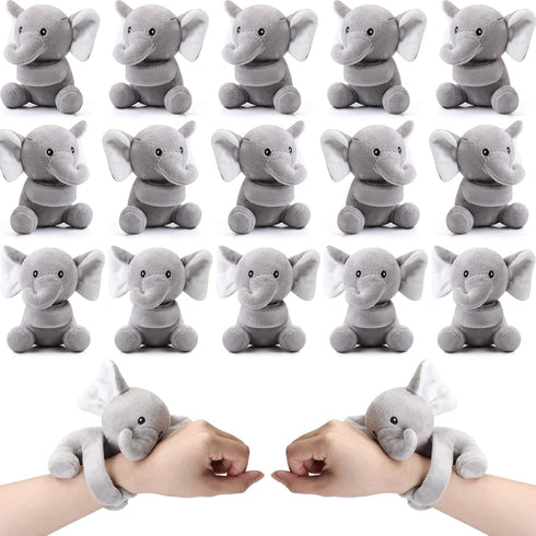 Ceenna 16 Pcs Stuffed Animal Slap Bracelets, Plush Bear Puppy Slap Wrist Bracelets for Birthday Gifts Party Favors