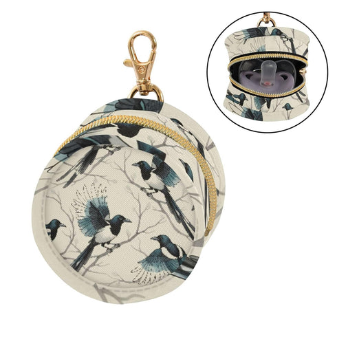 PYBUG Bird Round Pacifier Storage Case, Polyester & TPU Lined with Hook Buckle, Pacifier Container Box for Baby