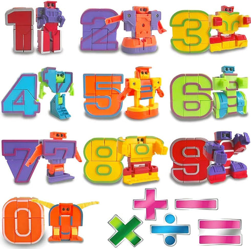 Liberty Imports 15 PCS Number Robots Transforming Toys Set, Educational STEM Learning Bots for Kids Counting Fun