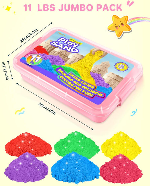 6 11lbs, AtMini Play Sand with Colored Sands of Including a Sand Tray with Lid - Sensory Toy Kits and Sand Art Kits