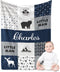 Yoke Style Personalized Baby Blankets for Baby Girls/Boys, Custom Name Swaddle Blanket,